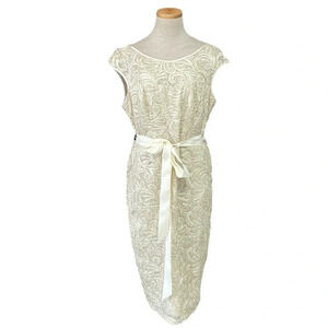 Miss Kim Dress Women's XL Extra Large Cream Lace Sleeveless Sheath Midi USA